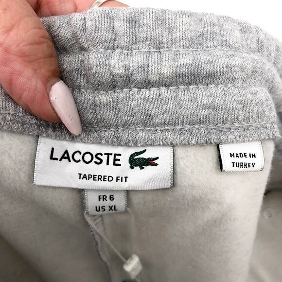 LACOSTE Men's Core Fleece Tapered Fit Joggers Size 6 XL Grey Elastic Waist NWT - Picture 8 of 13